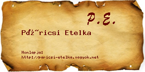 Páricsi Etelka névjegykártya